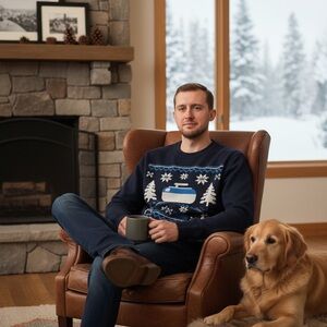 Mustang Snowflake Curling Rock Sweatshirt Blue Size XXL